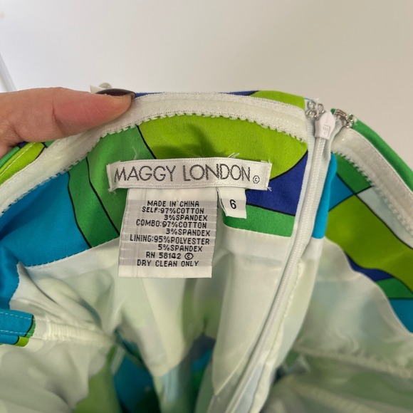 Maggy London NWT $118 Geometric Print‎ Strapless Sheath Dress Women Size 6 - Picture 4 of 7